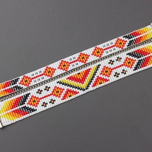 Geometric Huichol Bracelet, Tribal Geometric Bracelet, Beaded Cuff Bracelet, Native Beaded Bracelet, Seed Bead Bracelet, Authentic