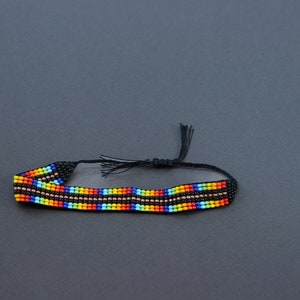 Geometric Huichol Bracelet, Tribal Geometric Bracelet, Beaded Cuff Bracelet, Native Beaded Bracelet, Seed Bead Bracelet, Authentic