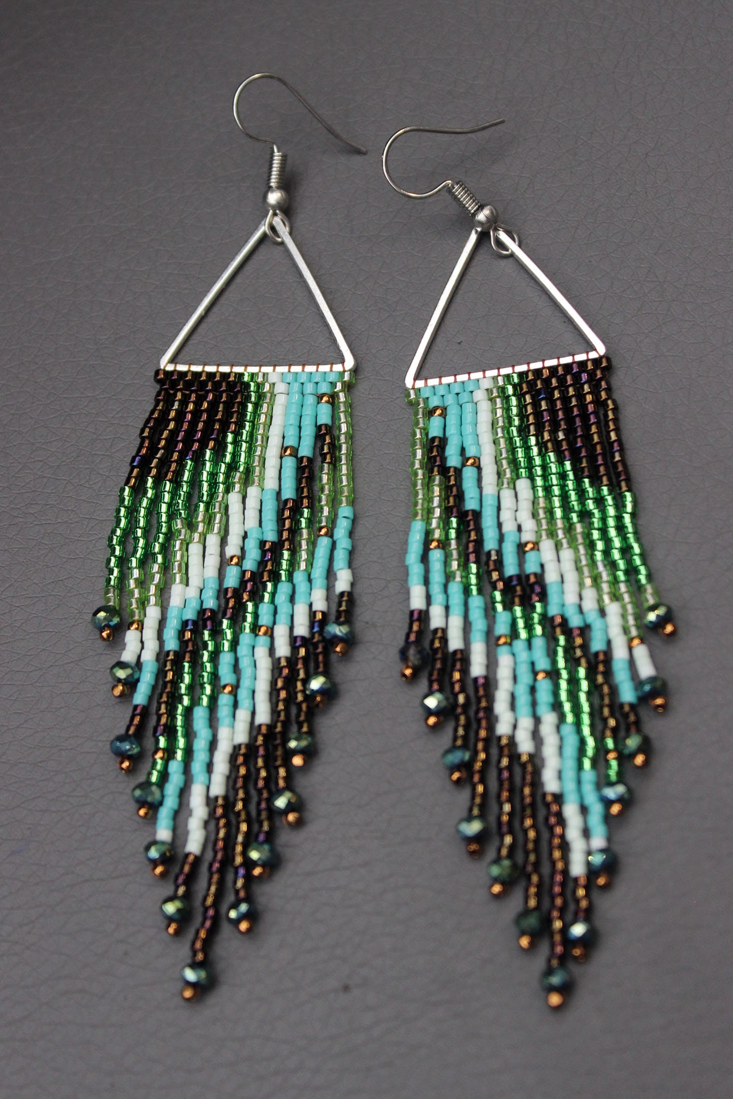 Long Native American Beaded Shoulder Dusters Glass Seed Bead Statement ...
