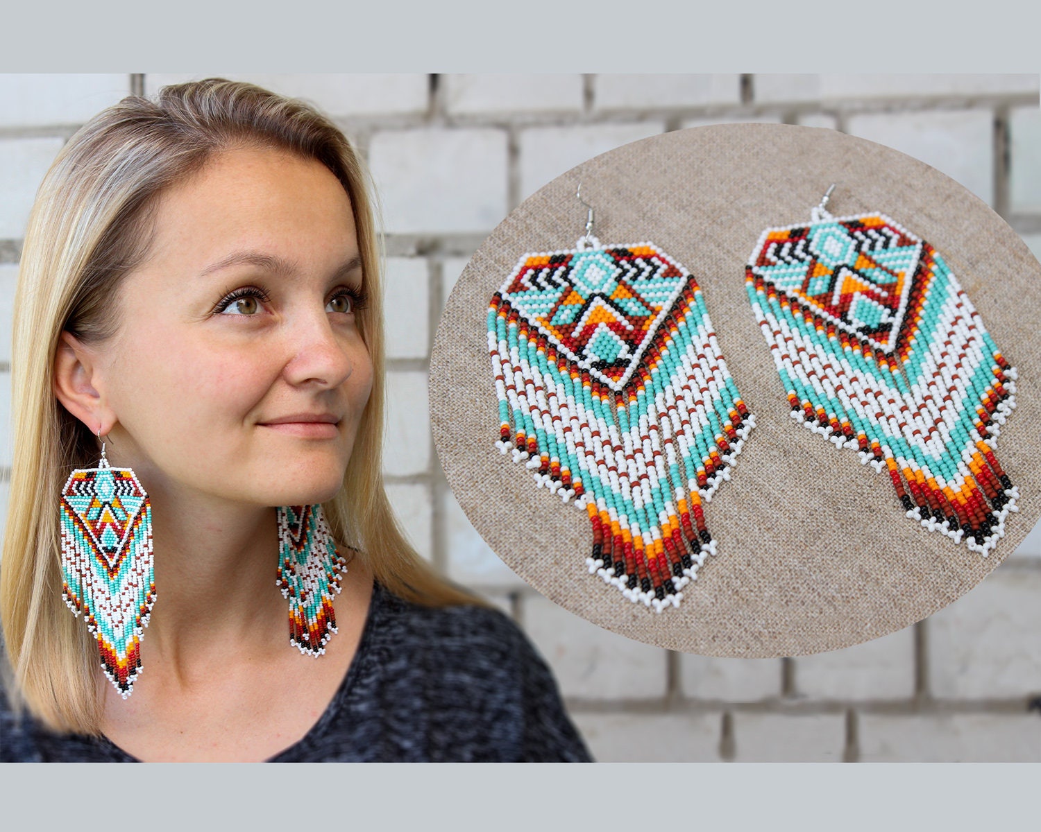 Czech Beaded Fringe Earrings, Long Boho Ethnic Style - Etsy