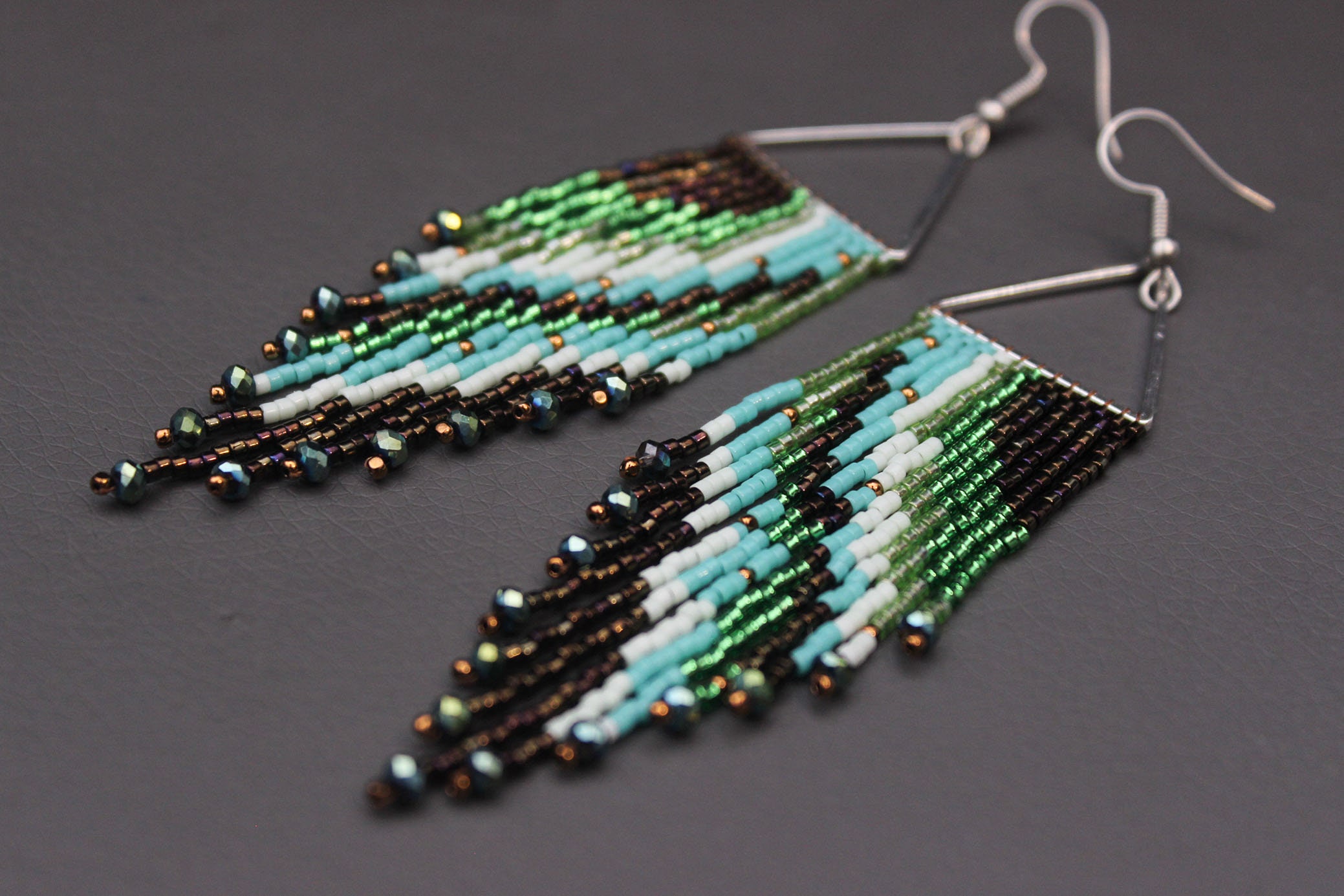 Long Native American Beaded Shoulder Dusters Glass Seed Bead Statement ...
