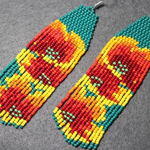 Oekraïense oorbellen, Oekraïne, Boho Tribal Oorbellen, Kralen Oorbellen, Azteekse Oorbellen, Piramide Oorbellen, Grote Bungelende Oorbellen