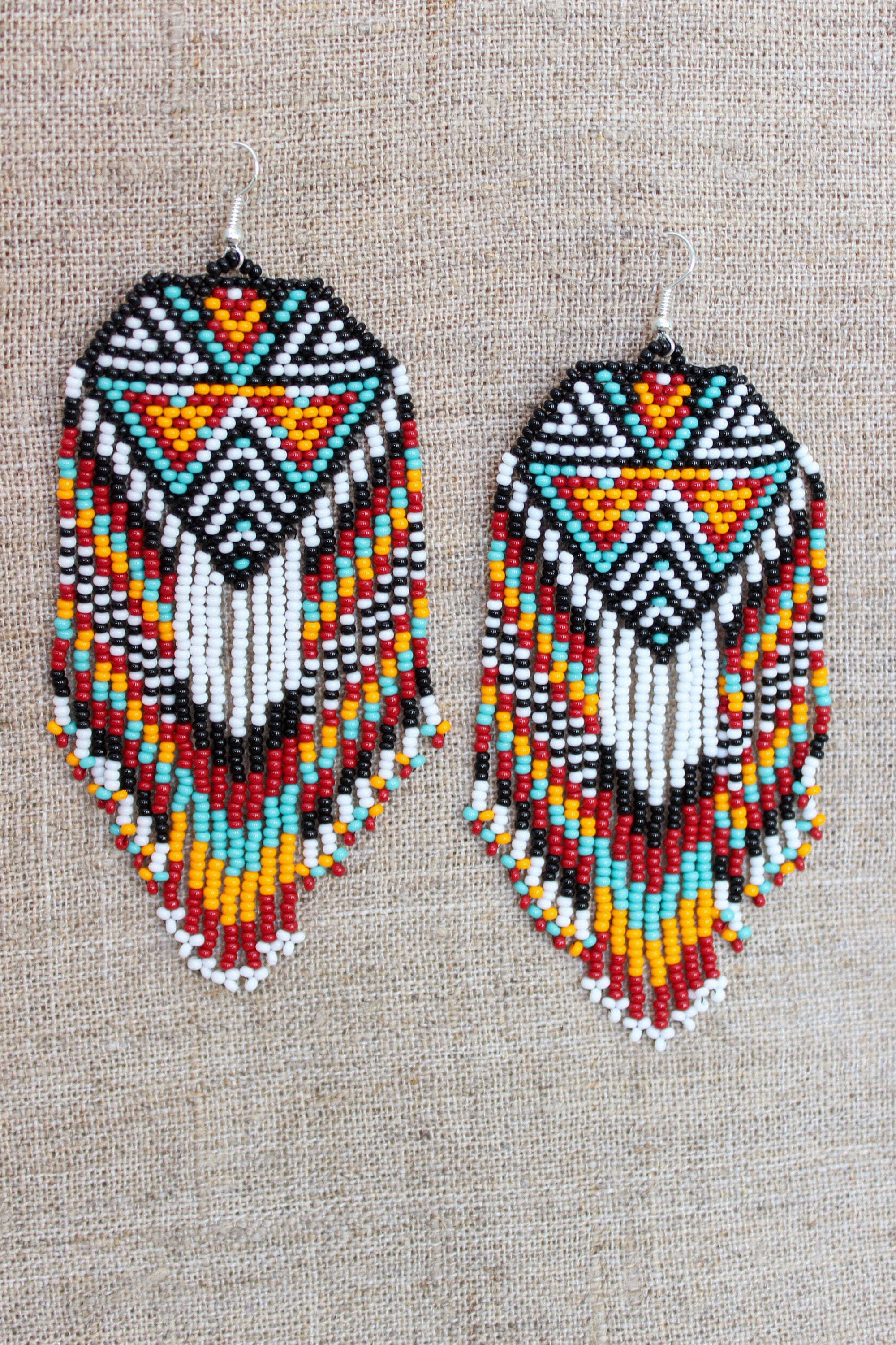 Beaded earrings earrings with fringe native beaded earrings | Etsy