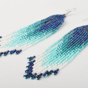 Boho Tribal Oorbellen, Beaded Oorbellen, Azteekse oorbellen, piramide oorbellen, grote bungelende oorbellen, verklaring oorbellen