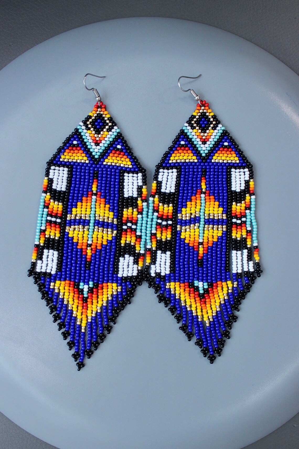 Beaded Earrings Earrings With Fringe Native Beaded Earrings Etsy
