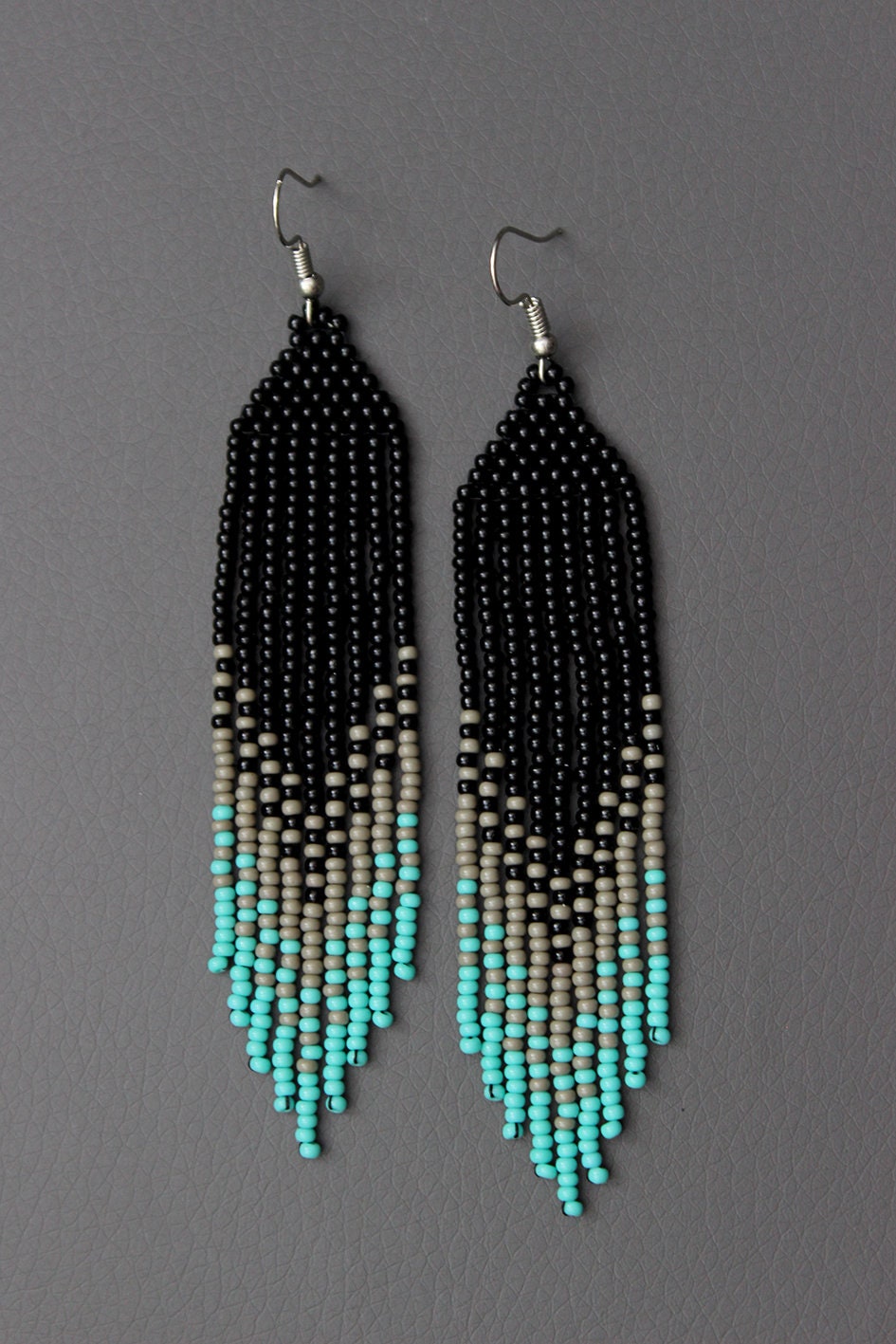 Turquoise Fringe Beaded Earrings Earrings for Women Seed Bead - Etsy