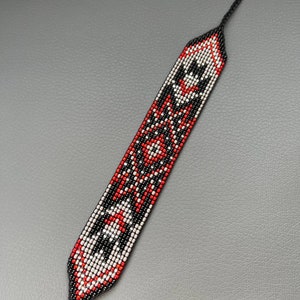 Geometric Huichol Bracelet, Tribal Geometric Bracelet, Beaded Cuff Bracelet, Native Beaded Bracelet, Seed Bead Bracelet, Authentic