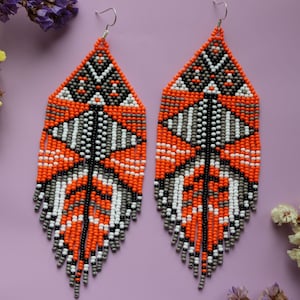 Boho Tribal Oorbellen, Kralen Oorbellen, Azteekse Oorbellen, Piramide Oorbellen, Grote Bungelende Oorbellen, Statement Oorbellen