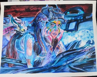 Painting of Aloy from Horizon forbidden west