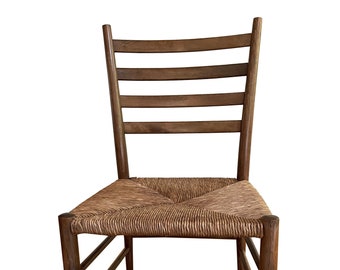 Mid-Century Italian Piazza Rush Seat Chair - Gio Ponti Style Woven Side Chair