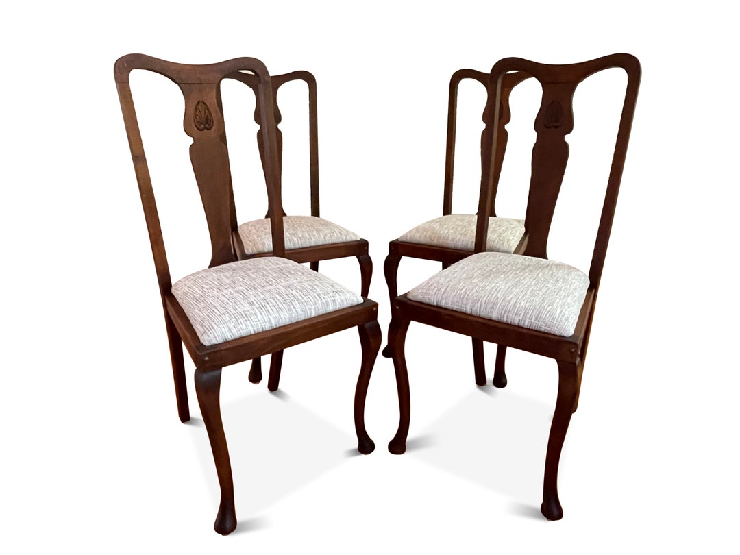 Antique Queen Anne Dining Chairs High Back Mahogany Chairs Etsy