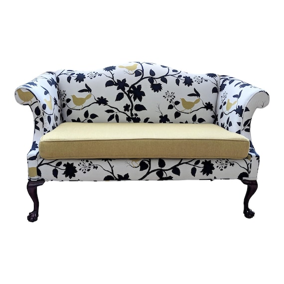 Restored Vintage Queen Anne Sofa Antique Chippendale Settee Etsy