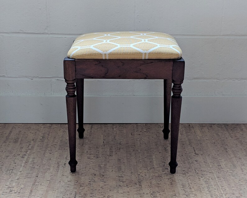 Petite Sewing Stool Refurbished Vintage Bench Upholstered Image 0