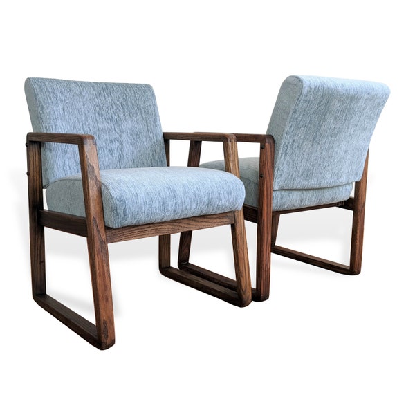 Bentwood Style Lounge Chairs - Restored Blue Accent Chairs