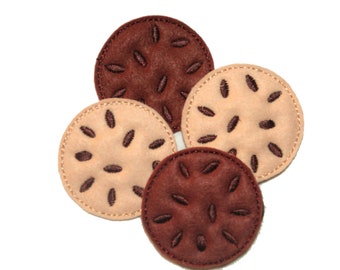 4 Schokokekse Cookies gemischt aus Filz Kaufladen