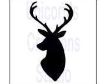 Deer Head(2) Stencil - Scrapbooking, Fabric Painting, Airbrushing, Wall Decor, Furniture Stencil, Glass/Enamel Powder Sifting, Polymer Clay