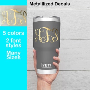 Metallic Vinyl Monogram Decal, Monogram Decal for Tumbler, Cup Decal, Personalized Monogram Stickers, Custom Name Decal Sticker