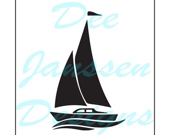Pochoir voilier : peinture sur tissu, aérographe, décoration