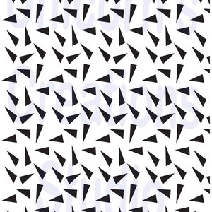 May include: A white background with a pattern of black triangles of various sizes.