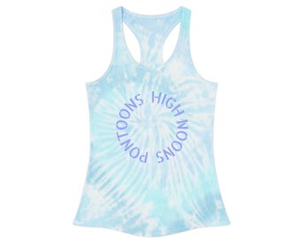 Pontoons and High Noons Tie Dye Racerback Tank Top - Chill Summer Vibe for Outdoor Fun