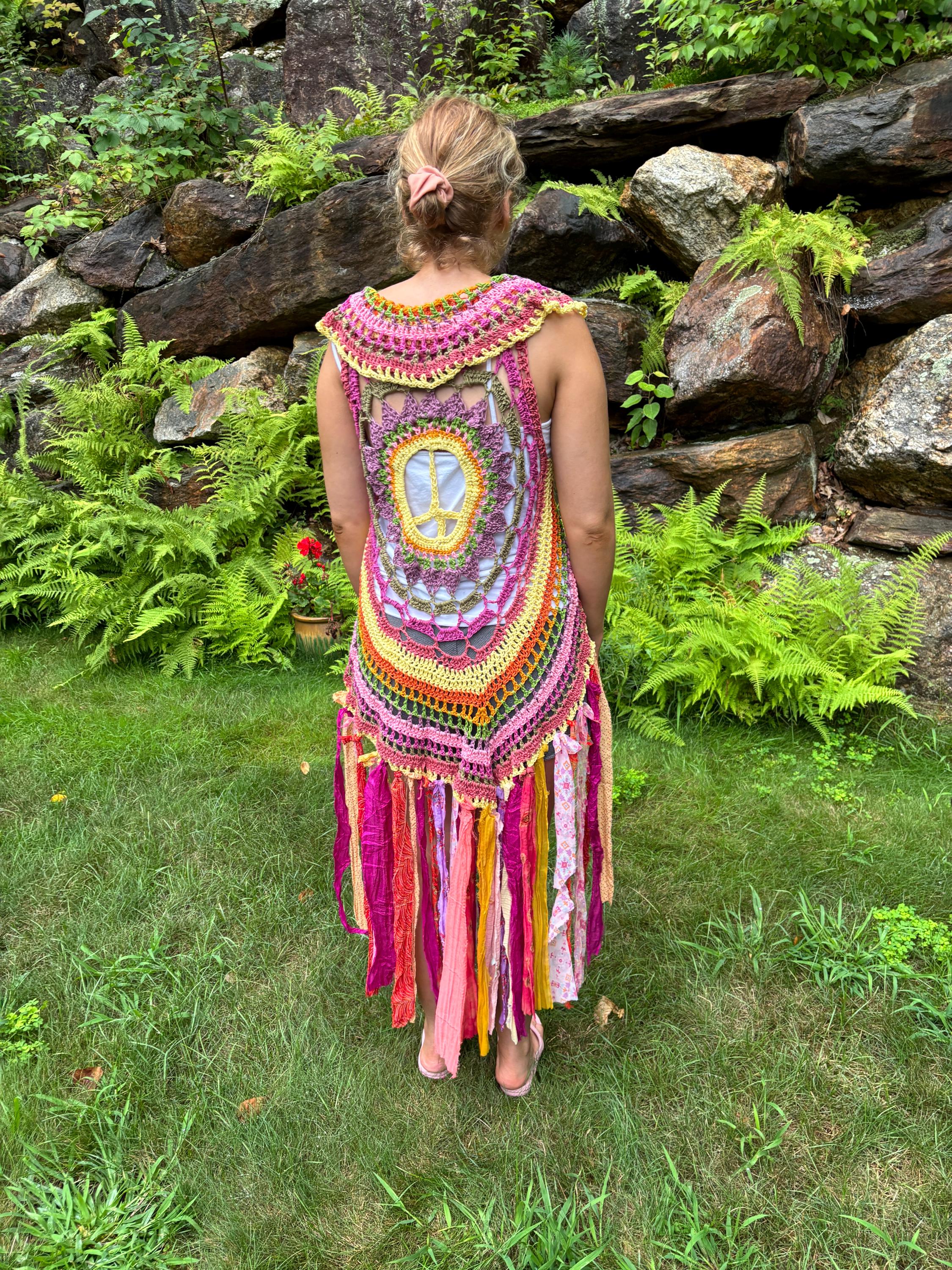 Crochet festival wear, Faye vest, handmade, trendy, hippie, one of a kind, plus size