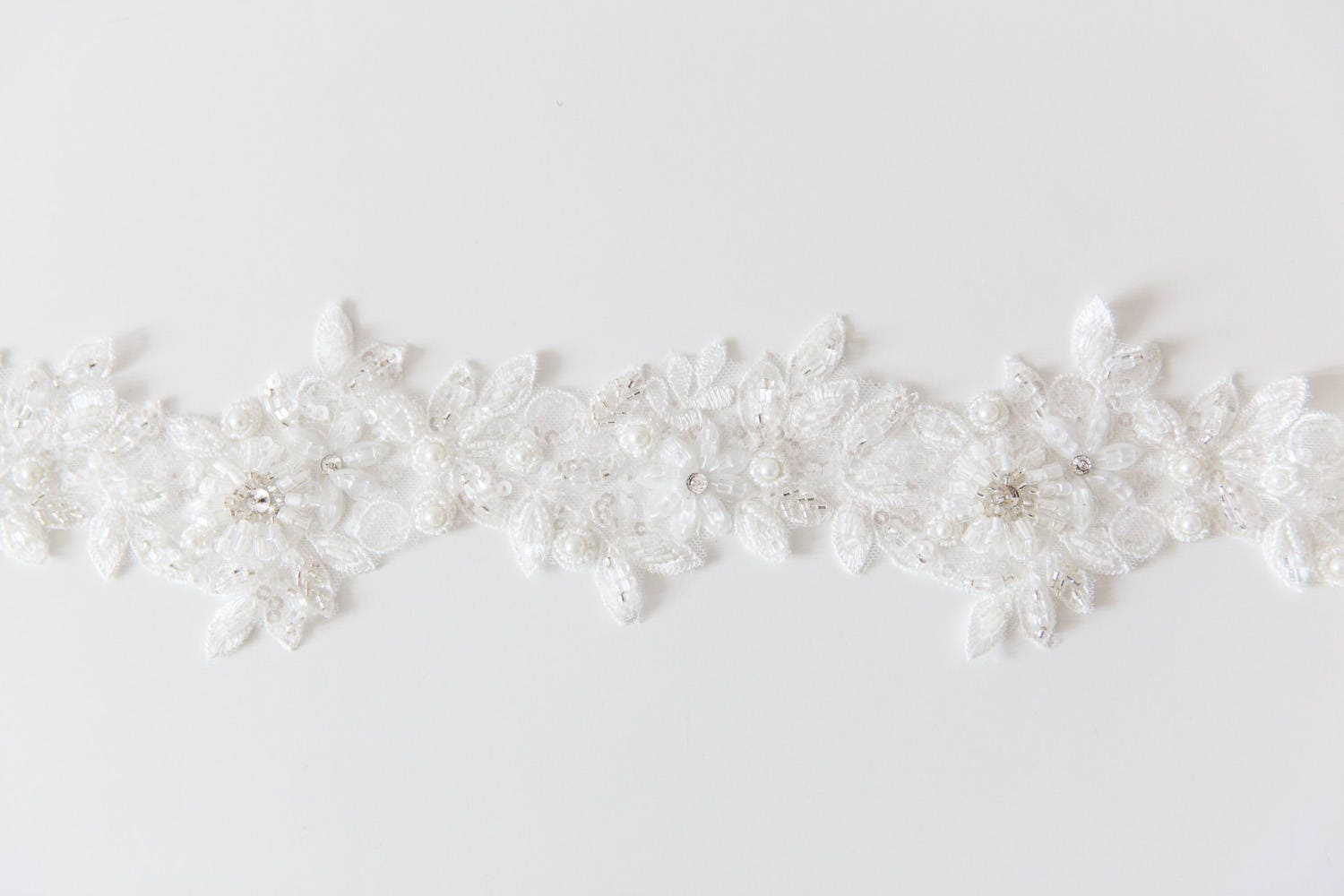 Heavy Beaded Lace Floral Trim Ivory Beaded Lace Trim Floral Etsy