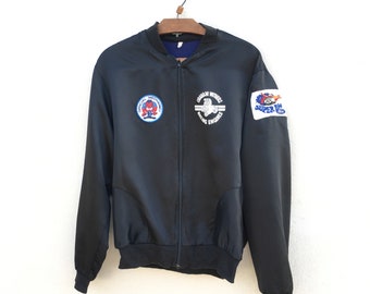 Vintage 70er Jahre Ford Nylon Bomber Bomberjacke mega Bomberjacke mit Innenfutter aus Baumwolle.