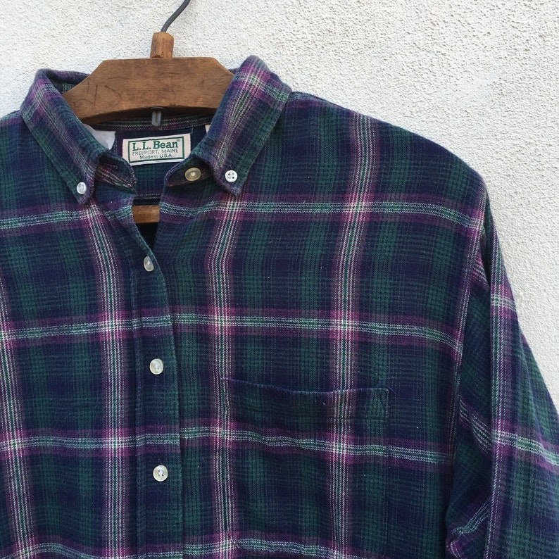 Vintage L.L.Bean Flannel Checkered 90s Shirt Medium | Etsy