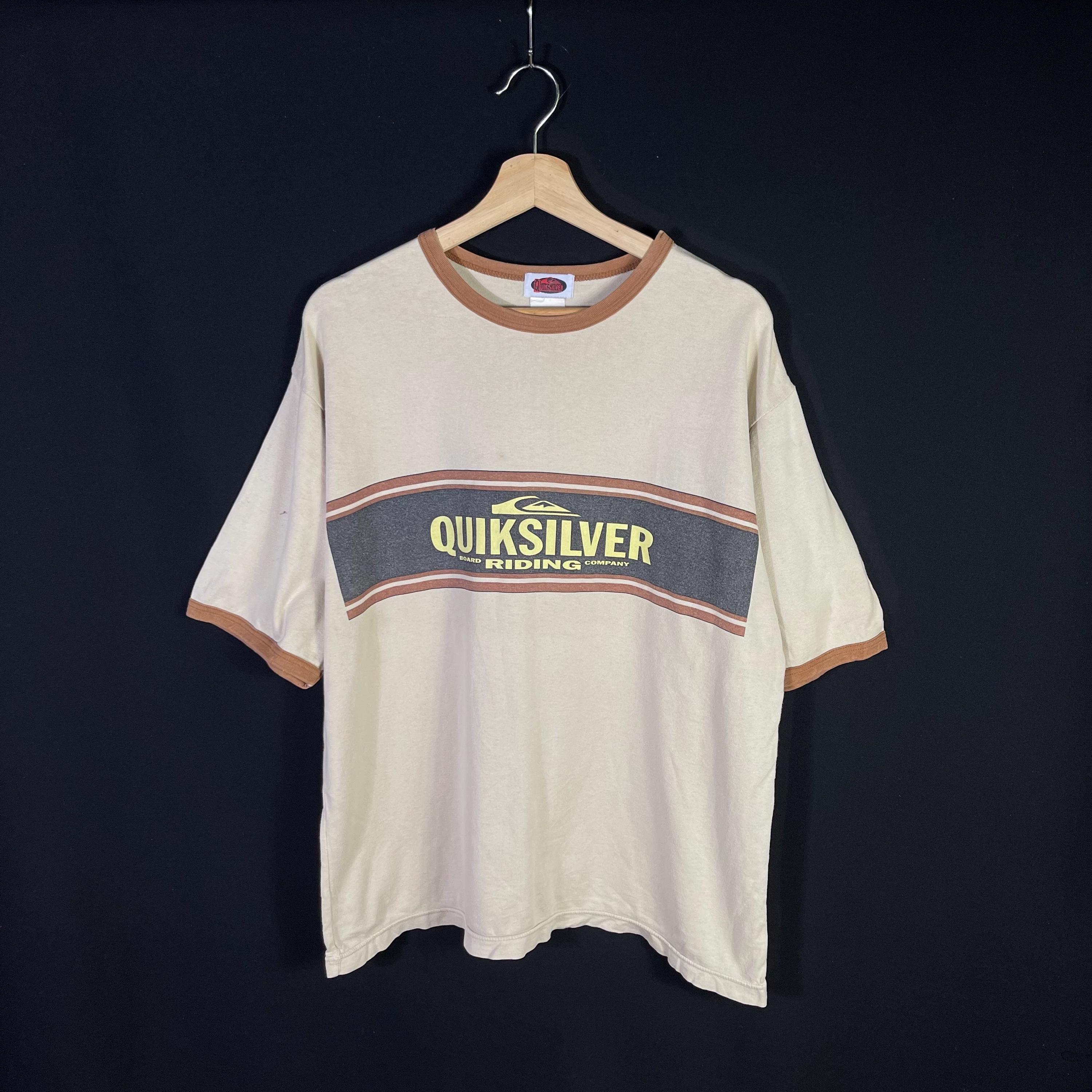 Vintage 90s Quiksilver Riding Spellout Ringer Tshirt Large