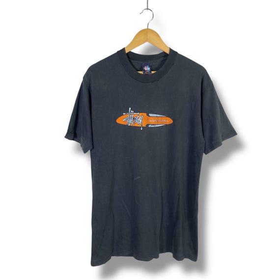 Vintage 90s Stussy International Oval Logo Distressed Tshirt Large