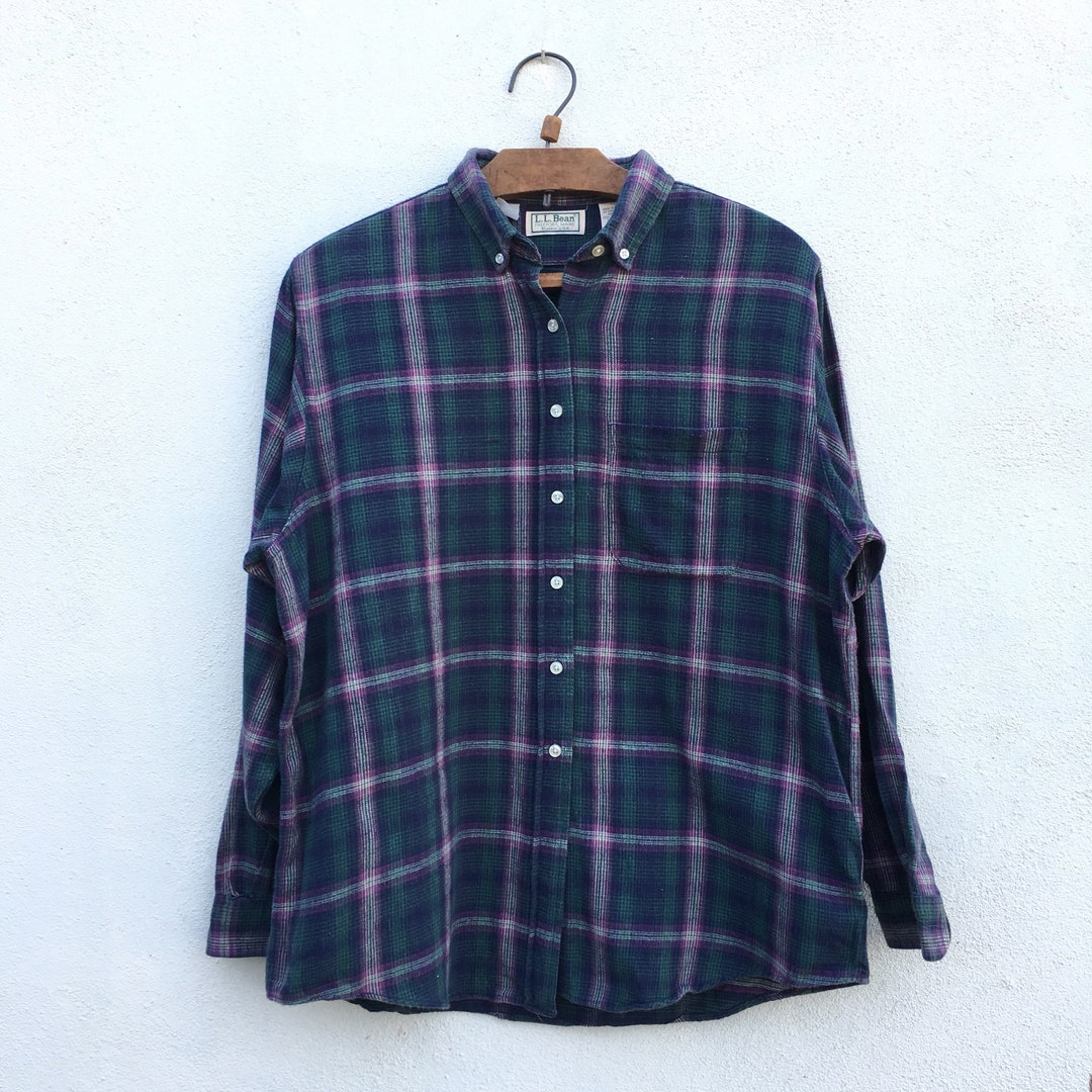 Vintage L.l.bean Flannel Checkered 90s Shirt Medium - Etsy