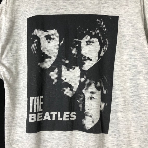 Vintage 90s the Beatles Black & White Face Paperthin Tshirt