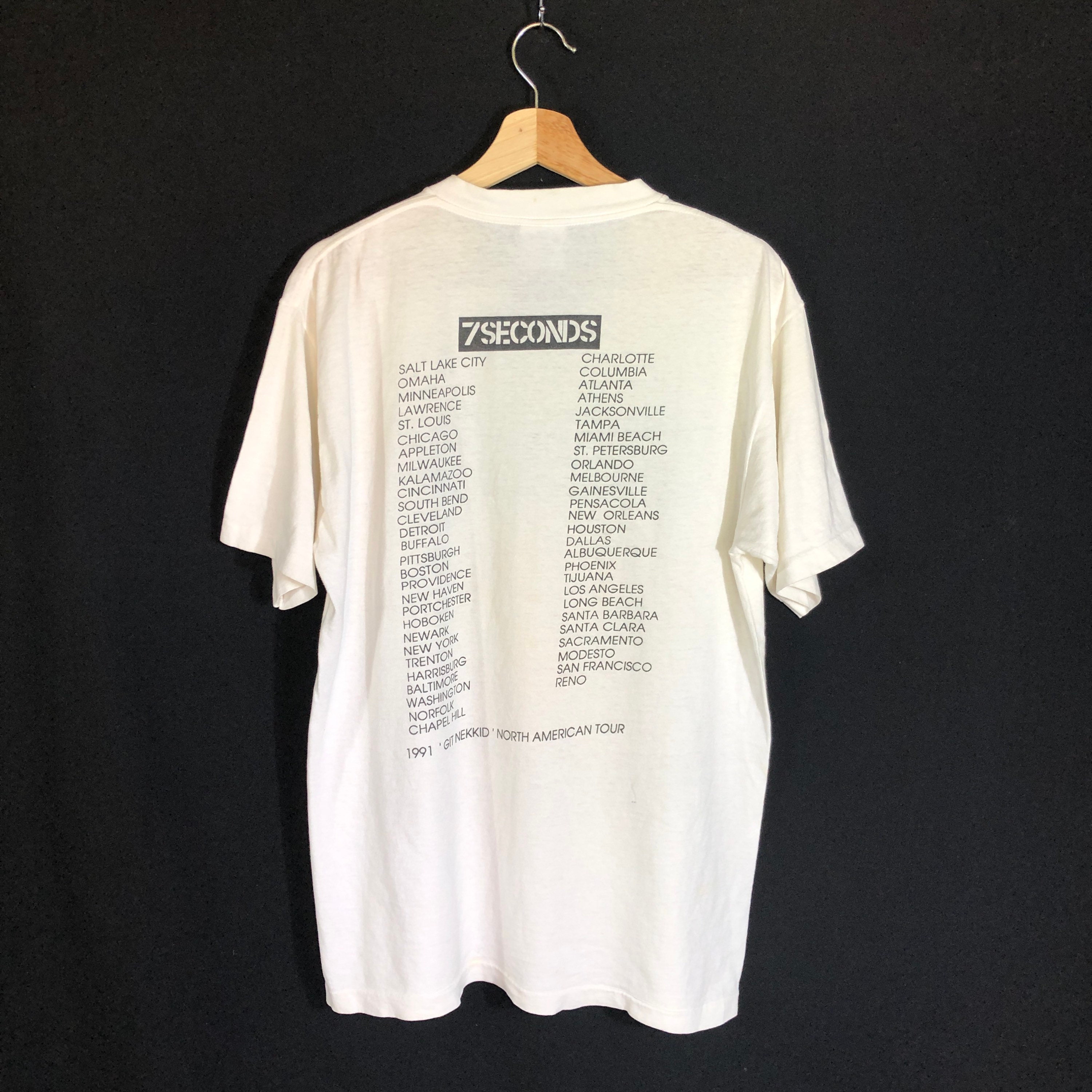 Rare!! Vintage 7 Seconds Tour 1991 Git Nekkid Tshirt Punk