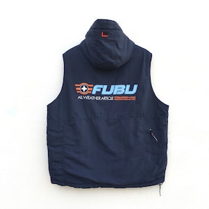 Vintage FUBU All Weather Article Storm Division Embroidery Spell Out Hoodie Sleeveless Jacket