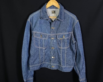 Vintage 80er Jahre Lee Sanforized Indigo Denim 101J Trucker Jacke