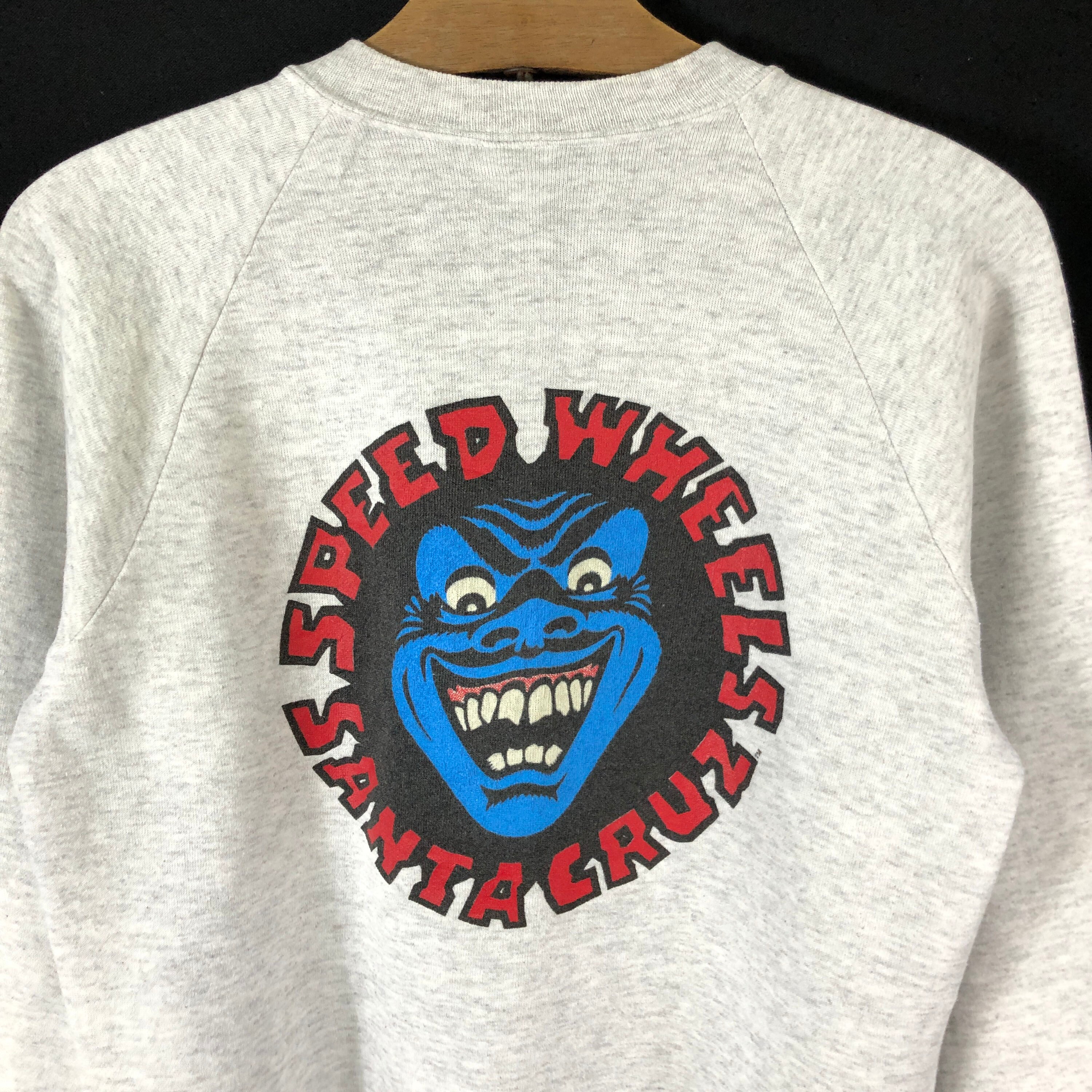 80s SANTA CRUZ SPEED SHEELS FACE スウェット L USA製 ビンテージ 80年代 SANTACRUZ サンタクルーズ オリジナル ヴィンテージ OLD SK8 Mega Rare! Vintage 80s Santa Cruz Speed Wheels Jim Philips