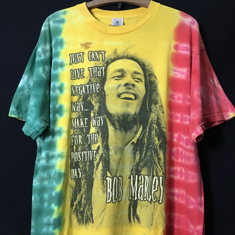 Vintage 90s Bob Marley Tie Dye T-Shirt Xlarge image 2