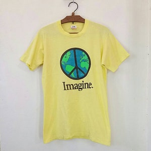 Vintage Rare 90s Imagine World Peace Promo Lennon Tshirt Collectibles Medium