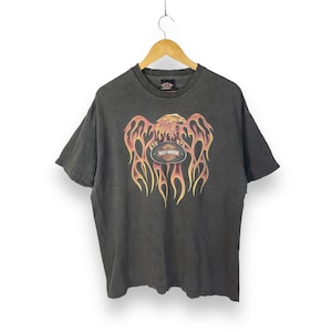 Vintage Harley Davidson Texas 2-Sided Big Logo Flames Tshirt