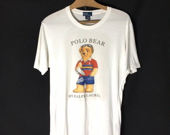 Rare!! Vintage POLO BEAR by Ralph Lauren Big Logo Spell Out Tshirt