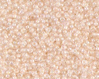 15/0 Miyuki Pale Peach Lined Crystal AB - 10g Seed Bead Miyuki 281 Beading Bead Weaving Supplies
