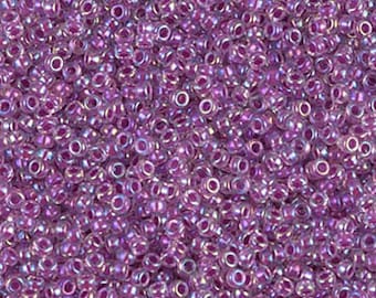 15/0 Miyuki Magenta Lined Crystal AB - 10g Seed Bead Miyuki 264 Beading Bead Weaving Supplies