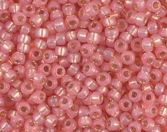 8/0 Miyuki Silver Lined Salmon Alabaster - 10g Seed Bead Miyuki 642 Beading Bead Weaving Supplies