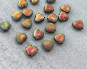 6mm Czech Glass Hearts - Etched Crystal Marea x 20