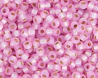 8/0 Miyuki Silver Lined Pink Alabaster - 10g Seed Bead Miyuki 643 Beading Bead Weaving Supplies