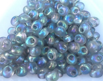 Miyuki Magatama Drop Fringe Beads 4mm - Matte Transparent Light Grey AB MA2136F - 10g