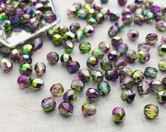 4mm Crystal Magic Orchid | Fire Polished Czech Glass Beads | 50 Pcs