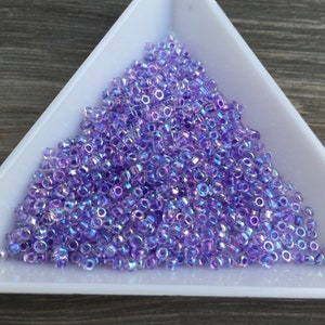 11/0 Transparent Violet Purple AB Rainbow Seed Beads - 10g Matsuno Japanese Seed Bead Beading Bead Weaving Supplies