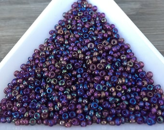 11/0 Dark Amethyst AB Rainbow Seed Beads - 10g Seed Bead Beading Bead Weaving Supplies