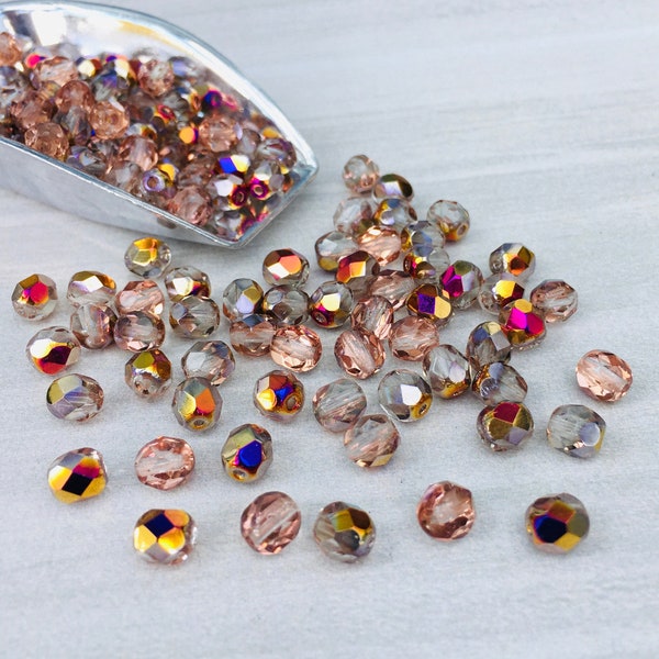 6mm Crystal Sliperit | Fire Polished Czech Glass Beads | 50 Pcs